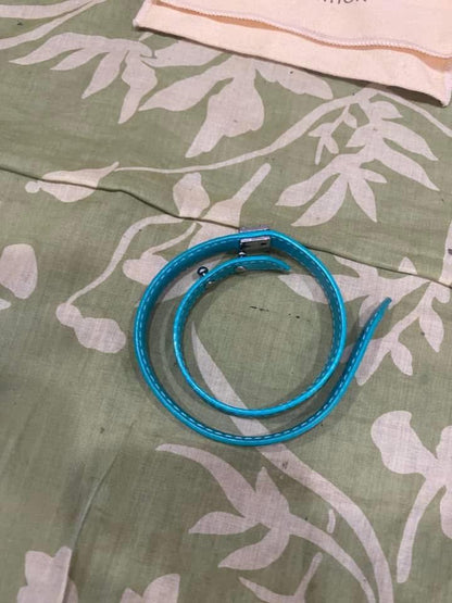 Lockit Double Wrap Bracelet in monogram & turquoise