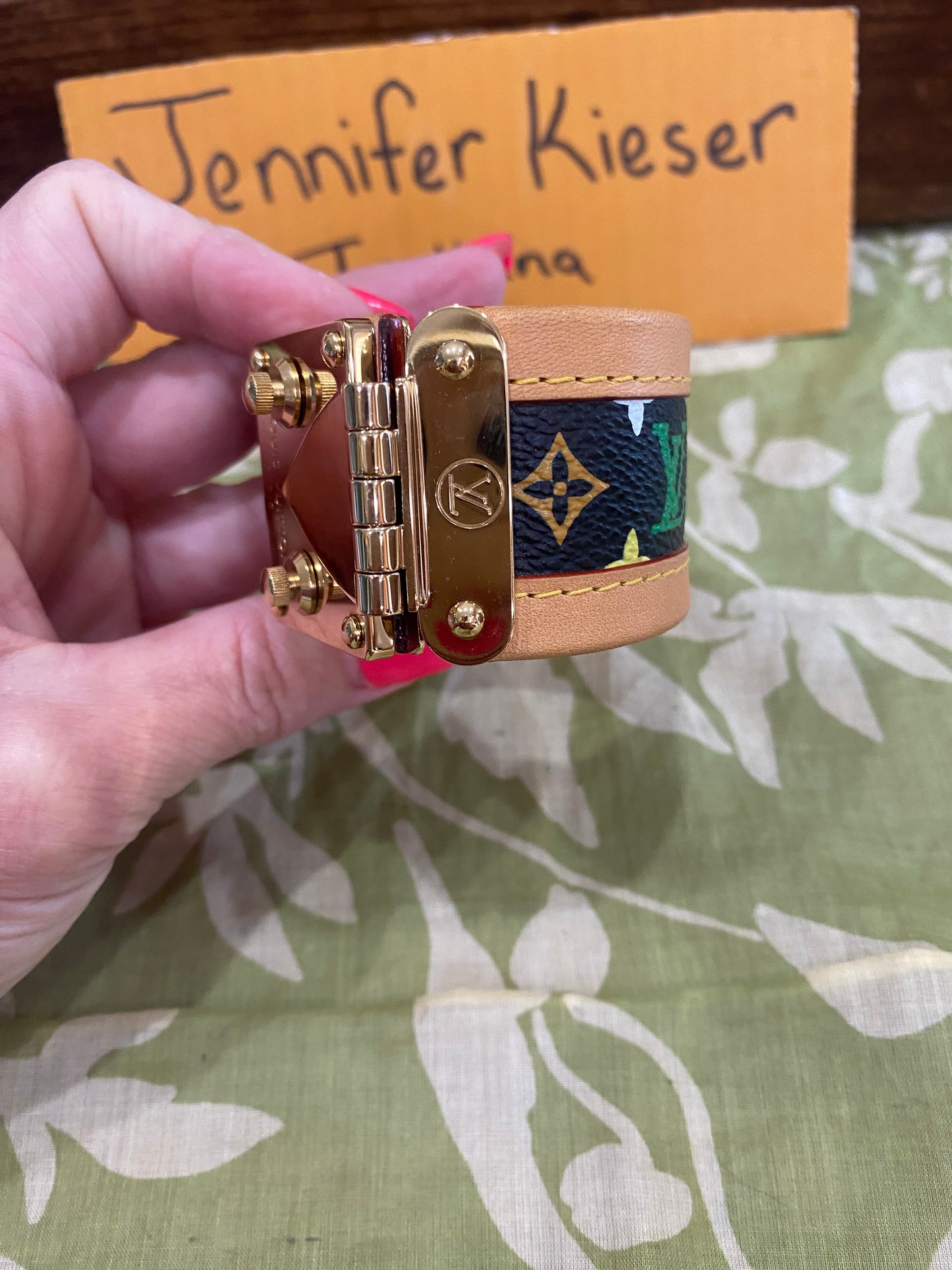 S Lock Cuff Bracelet in Black Multicolor