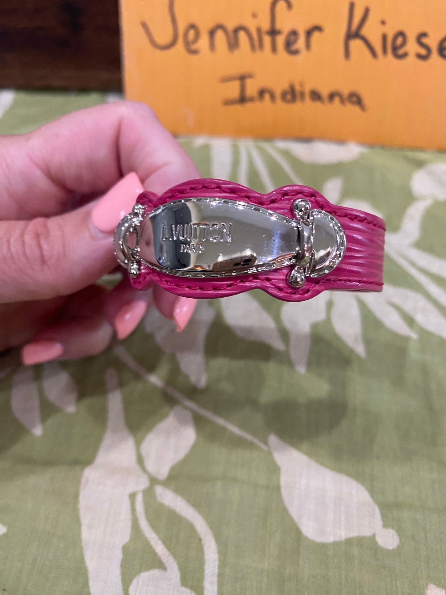 Pink EPI Leather Bracelet