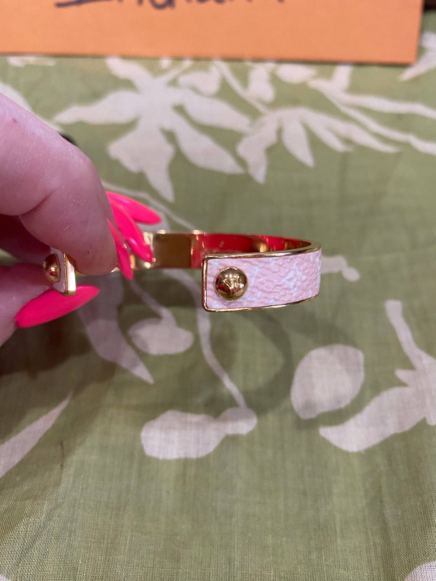Pink Monogram Jonck Wild Bangle Cuff Bracelet