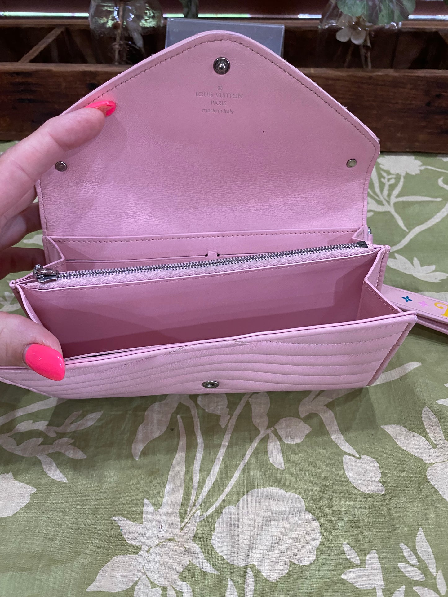 New Wave Calf Leather Long Wallet Wristlet