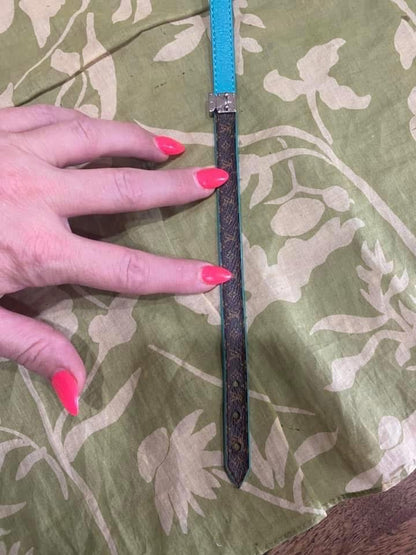 Lockit Double Wrap Bracelet in monogram & turquoise