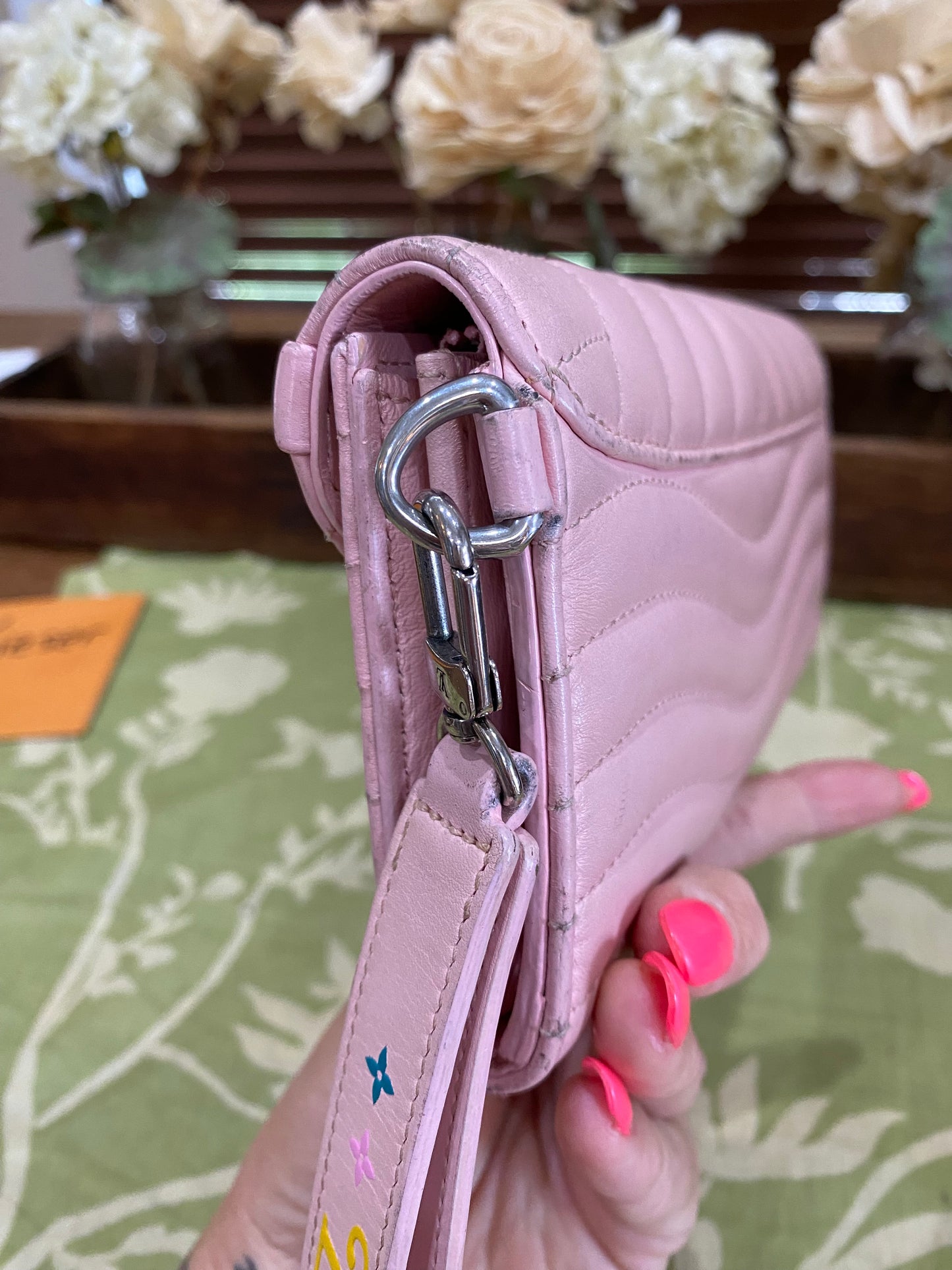 New Wave Calf Leather Long Wallet Wristlet