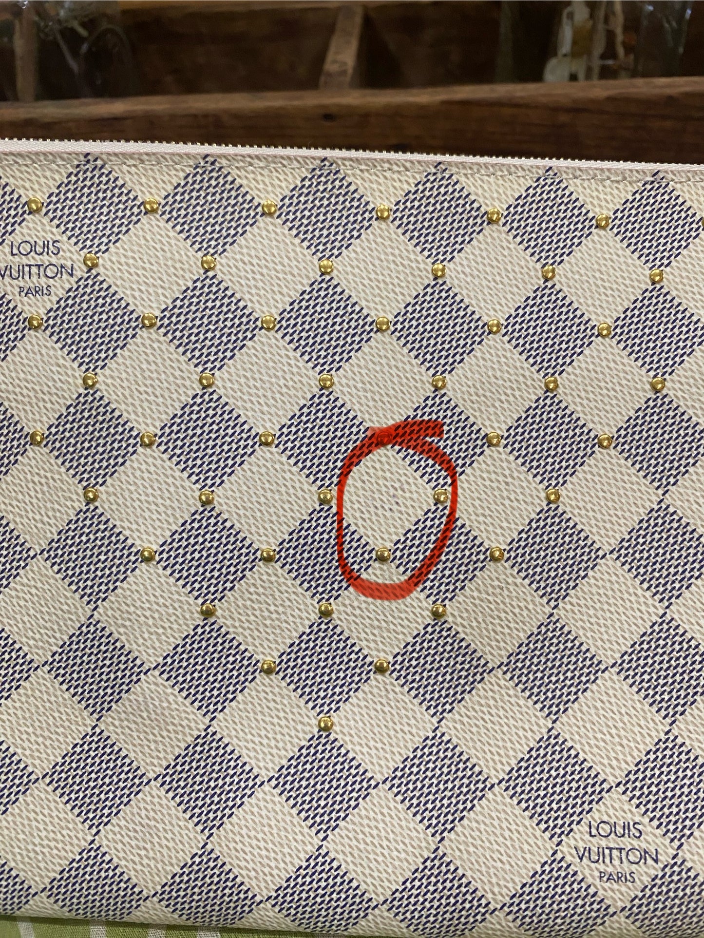 City Pouch- studded DA print with removable wristlet strap