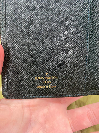 Checkbook Cover in green taiga leather