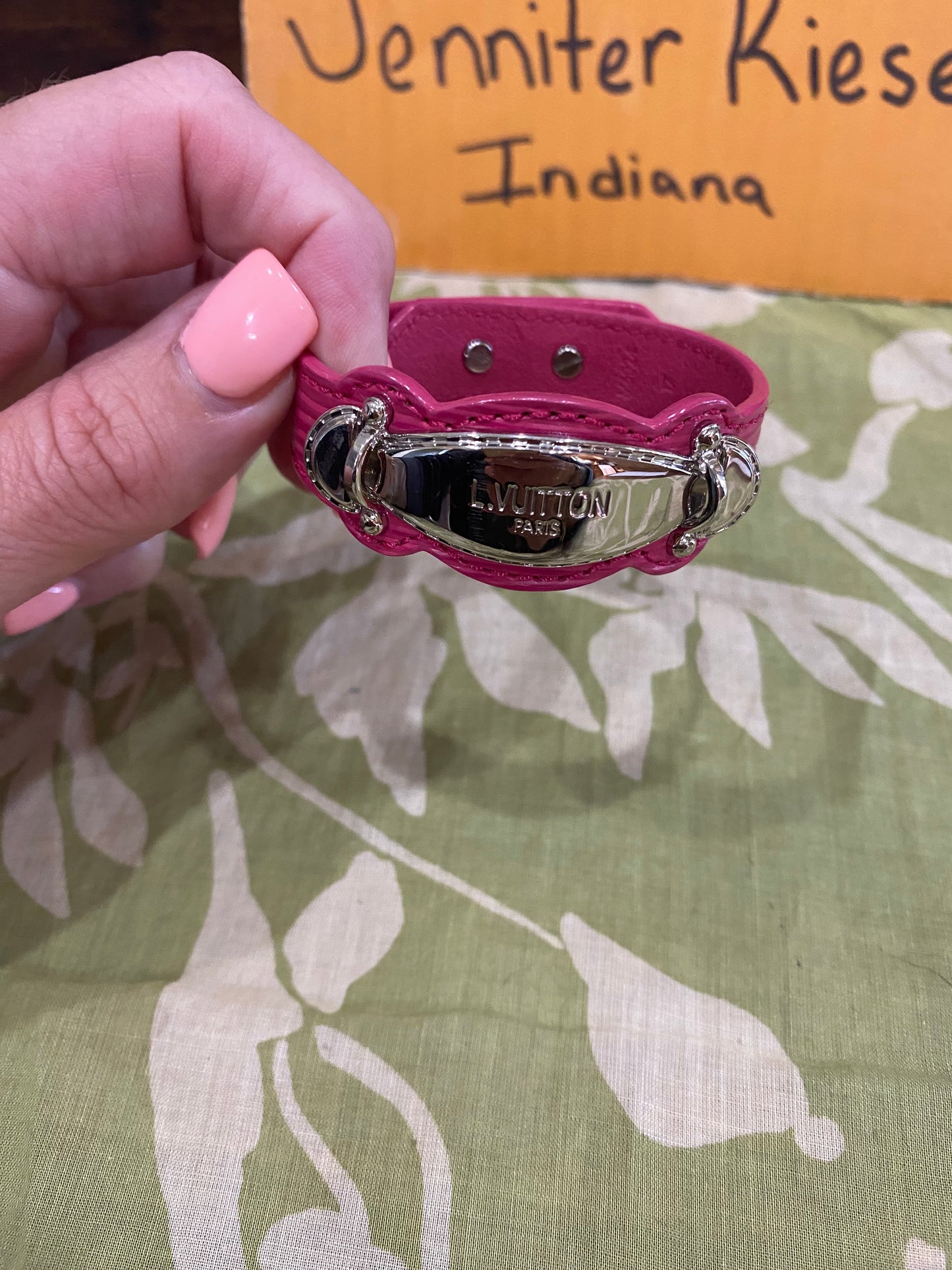 Pink EPI Leather Bracelet