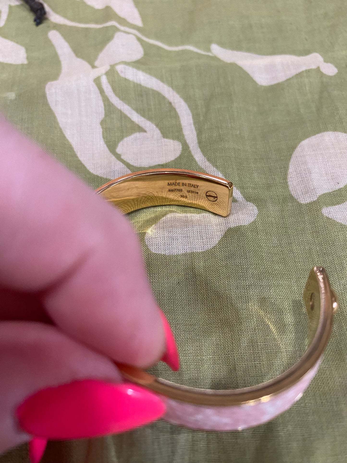 Pink Monogram Jonck Wild Bangle Cuff Bracelet