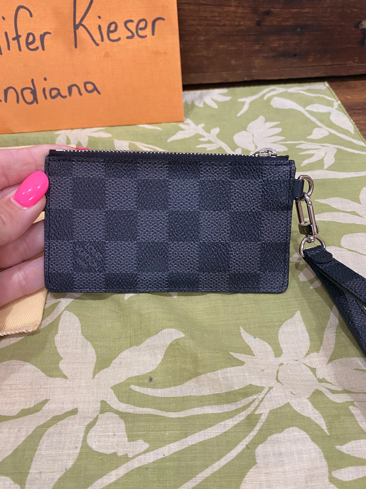 Damier Graphite Card Pouch with Removable Wristlet Strap