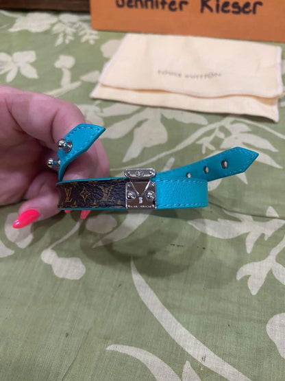Lockit Double Wrap Bracelet in monogram & turquoise