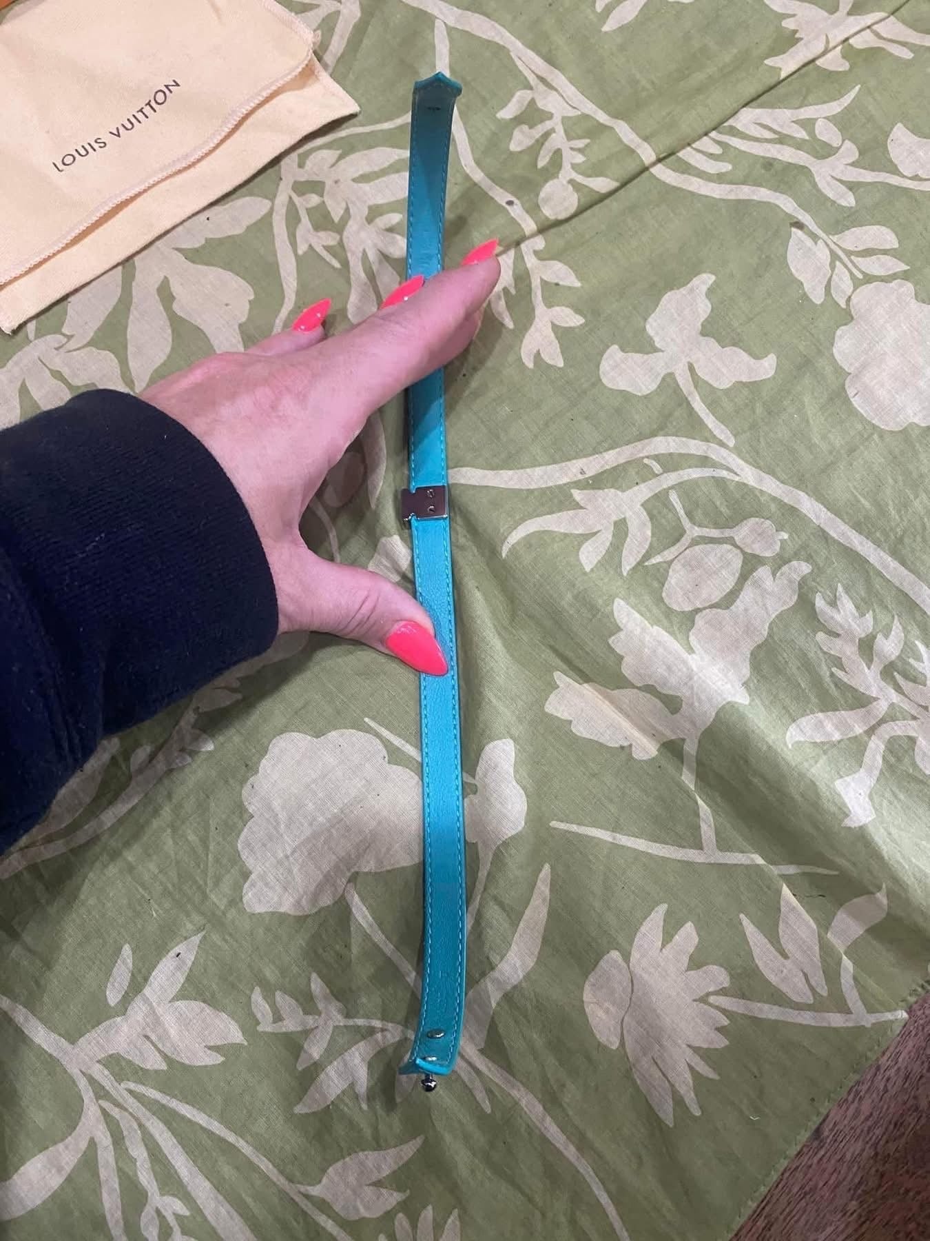 Lockit Double Wrap Bracelet in monogram & turquoise