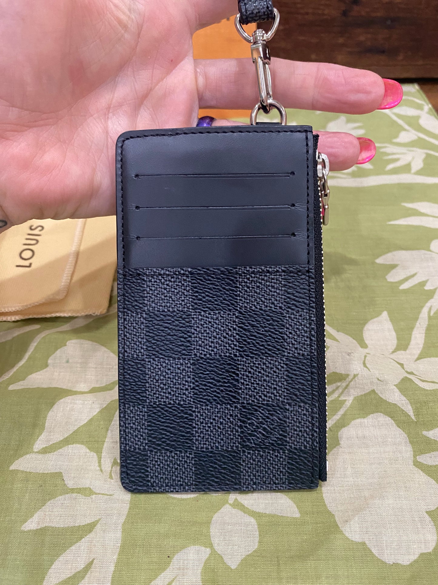 Damier Graphite Card Pouch with Removable Wristlet Strap