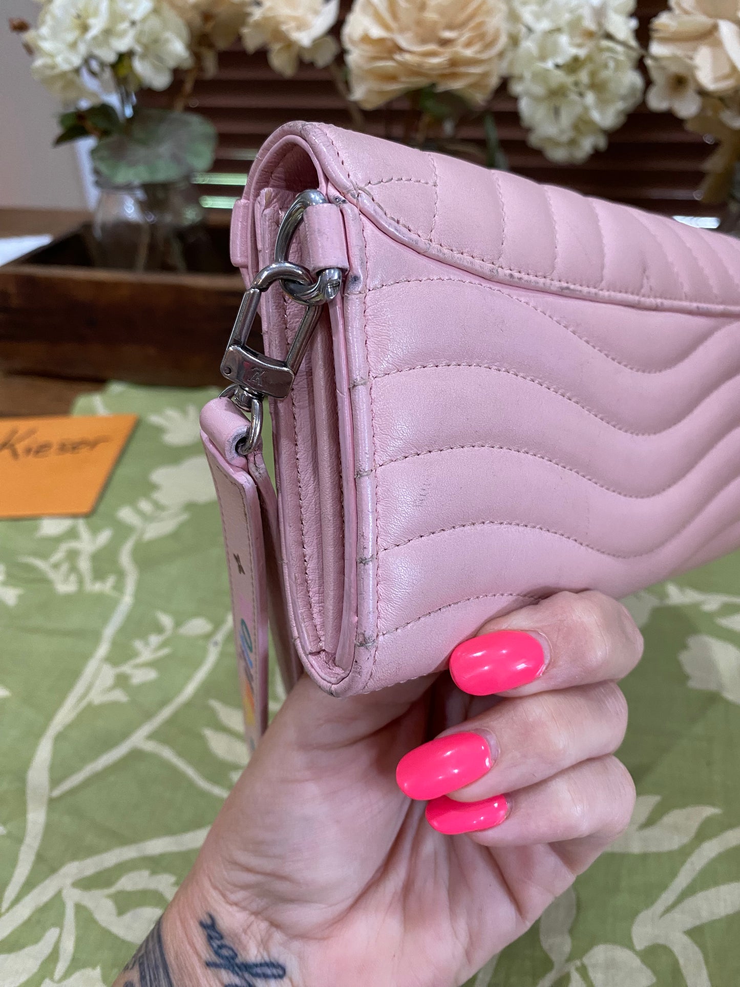 New Wave Calf Leather Long Wallet Wristlet