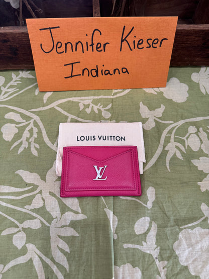 Lockme Credit Card Holder (Calfskin Pink Leather)