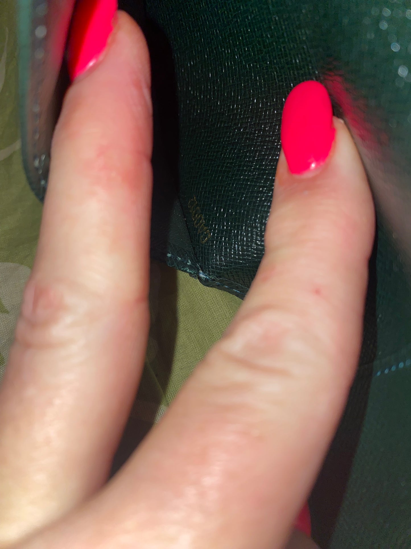 Checkbook Cover in green taiga leather