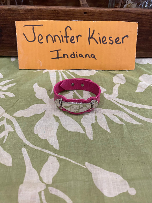 Pink EPI Leather Bracelet