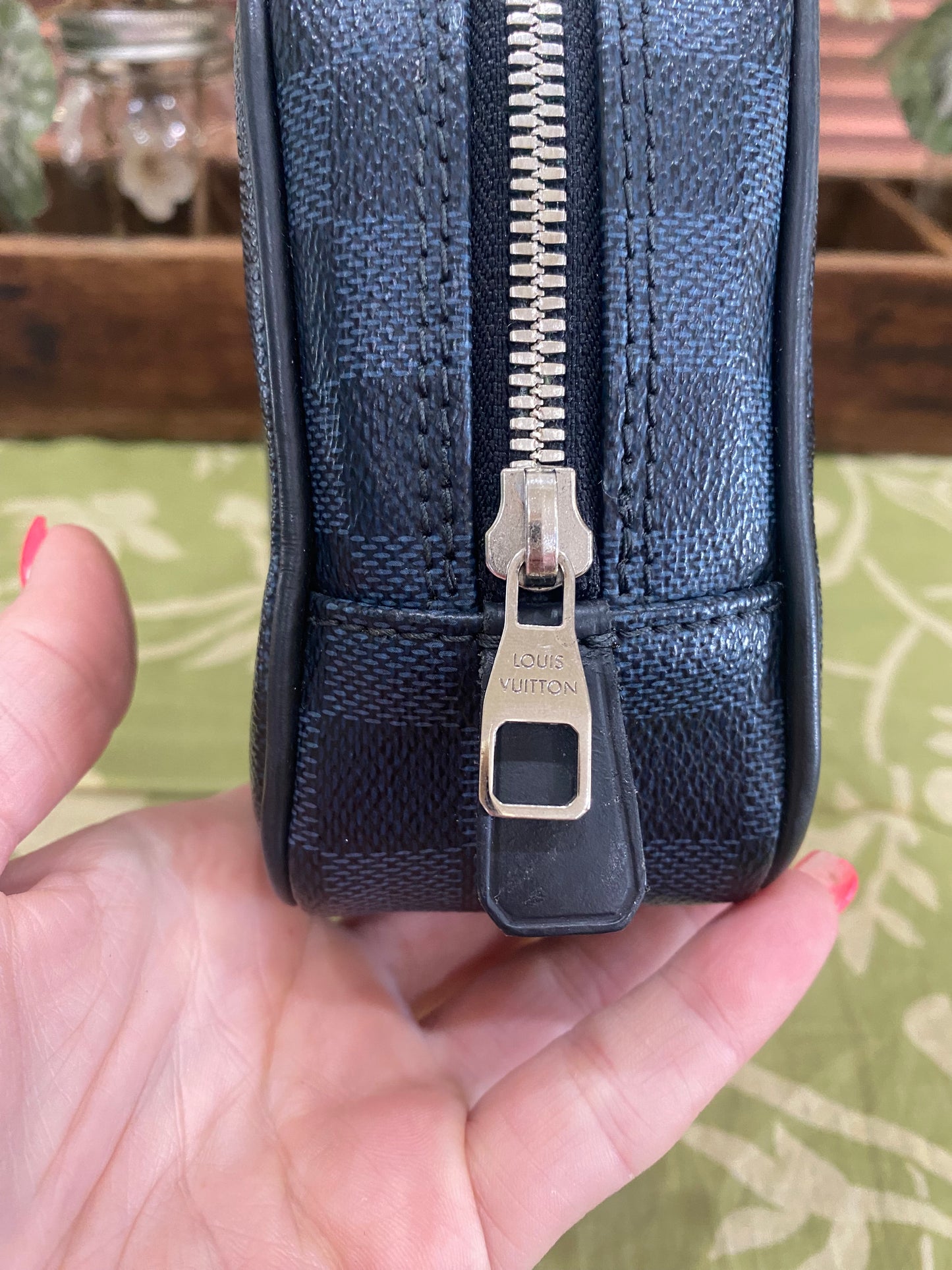 Cobalt Damier Toiletry Pouch PM