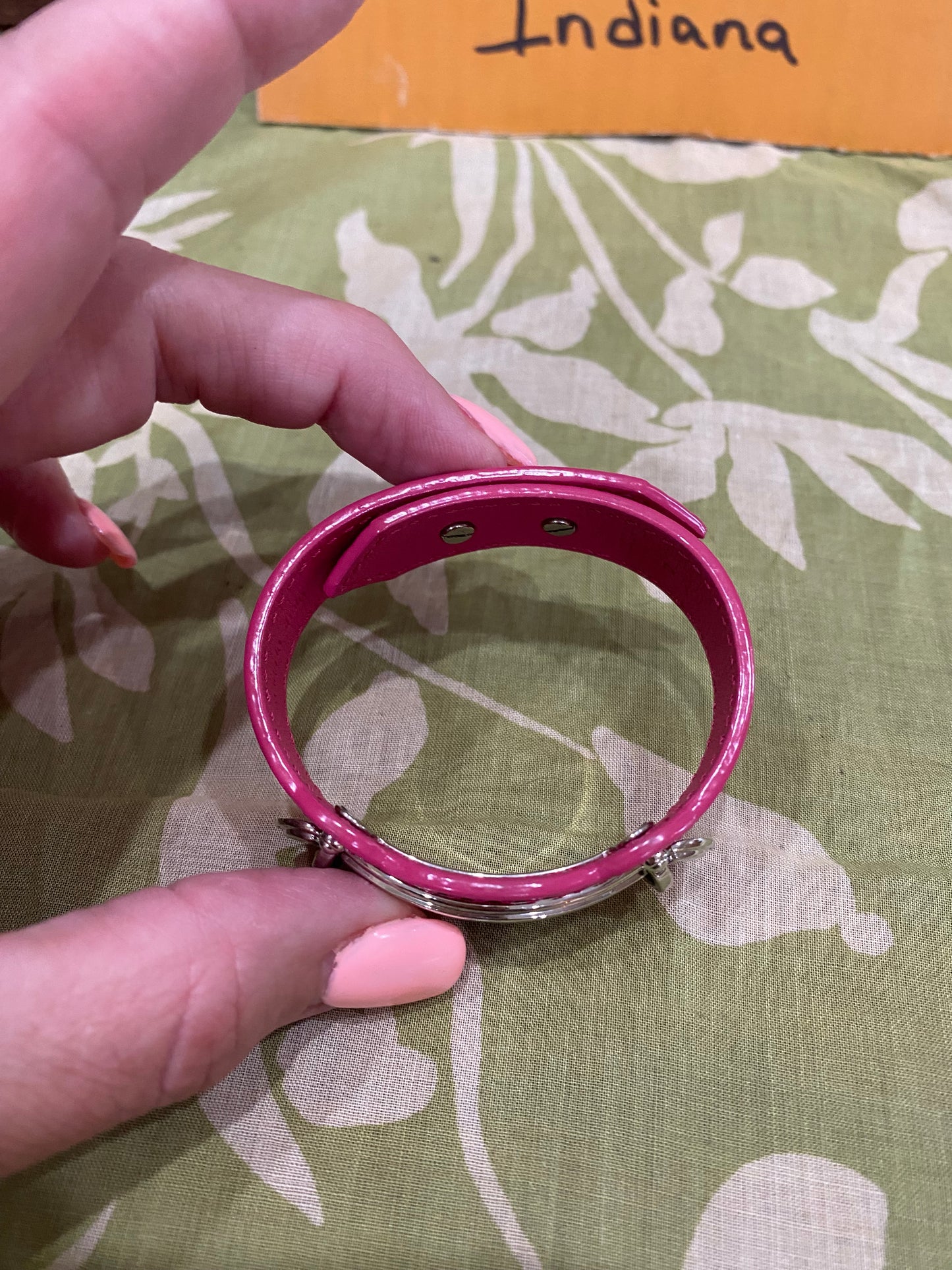 Pink EPI Leather Bracelet