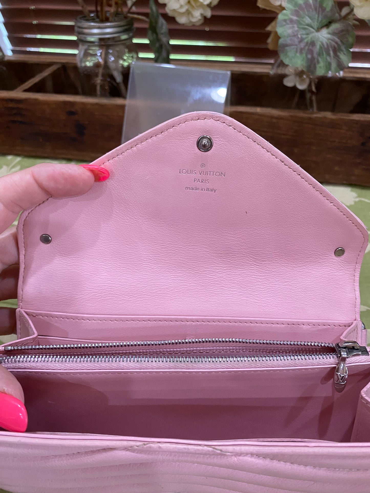 New Wave Calf Leather Long Wallet Wristlet