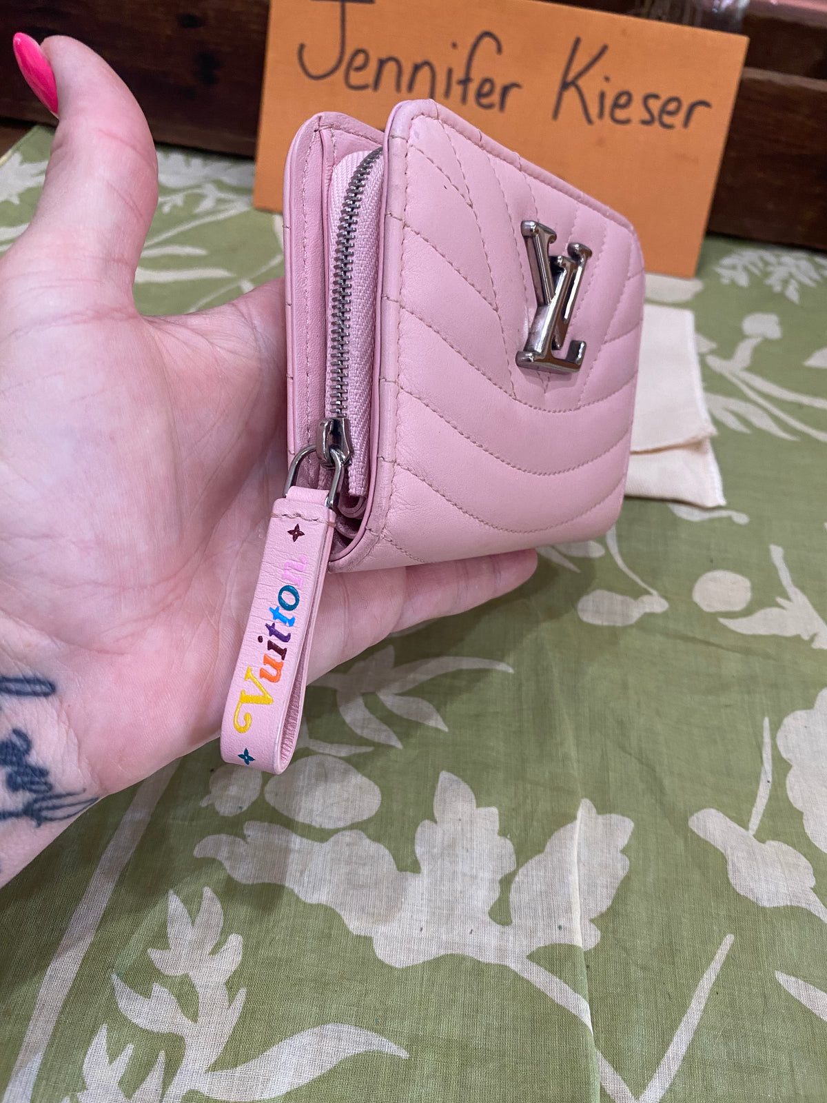 New Wave Calf Leather Compact Wallet in Rose Ballerine